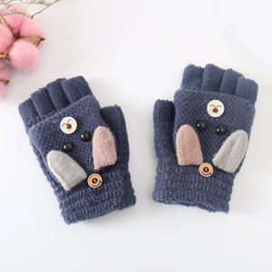 Boodun Hiver enfants gants chaud mignon dessin animé 6-12 ans école primaire enfants cachemire tricoté flip Enfant cyclisme gants - Product Image 3