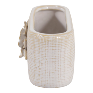 Vaso ovale in ceramica con applicazioni floreali per uso interno ed esterno - Product Image 5