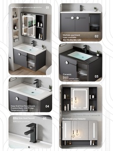 Mueble de <span class=keywords><strong>Baño</strong></span> Moderno Impermeable con Acabado Lacado LED y Espejo, Gabinete de Aluminio con Lavabo de Cerámica, <span class=keywords><strong>Diseño</strong></span> de Montaje en Pared <span class=keywords><strong>para</strong></span> Uso en Hogar y Hotel - Product Image 6