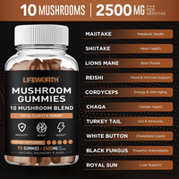 LIFEWORTH Vente en gros de suppléments alimentaires pour la mémoire et la concentration Gommes à mâcher Reishi Lions Mane Mushroom
