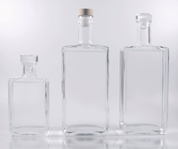 Bouteilles de vin en verre carrées de haute qualité, transparentes, personnalisées, 100 ml, 200 ml, 500 ml, vente chaude, avec bouchon pour vin, bière, boissons