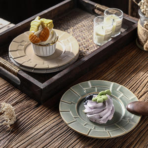 <span class=keywords><strong>Assiette</strong></span> à dessert en céramique faite à la main de couleur vintage, exquise pour le thé de l'après-midi, pâtisserie, gâteau, collation, petit plat - Product Image 3