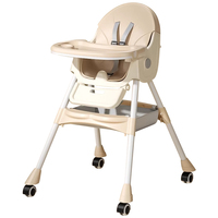Chaise haute portable multifonctionnelle moderne et réglable pour bébé, en plastique, avec roulettes, pour salle à manger, idéale pour l'alimentation des enfants