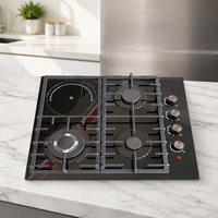 Table de cuisson à gaz encastrable 4 brûleurs à chauffage rapide 60 cm en verre trempé pour gaz GPL/GN