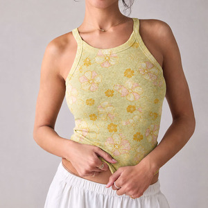 Top Corto Casual con Estampado Playero, Cuello Redondo, Sin Mangas, de Algodón Acordonado Suave de Alta Calidad, 2026 - Product Image 2