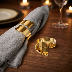 Anneaux de serviette en laiton doré glamour, demi-cercle 4,5 cm, durables, décoration de table de mariage - Product Image 4