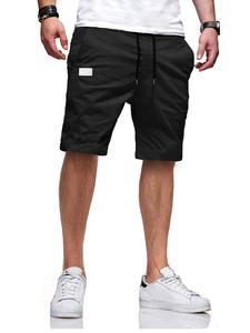 Pantalones cortos deportivos de playa de verano, pantalones cortos teñidos lisos antiarrugas de cintura alta de tela tejida informal para hombres - Product Image 3