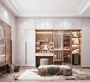 New Design Modern Luxury Wardrobe Closet Bedroom Manufacturer Customized With Glass Door