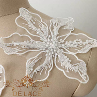 DELACE SXGN fleurs florales délicates dentelle Patch Floral brodé dentelle Applique avec robe de mariée perlée accessoires de bricolage