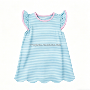 Ensemble d'été pour filles Yiying Kids Fashion : Haut à manches volantées et <span class=keywords><strong>short</strong></span> à volants à motif rayé pour tout-petits - Product Image 4