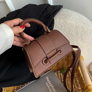 Textured Leather Design <b>Handbag</b> with Metal Buckle Shoulder Crossbody Bag - Product Image 2