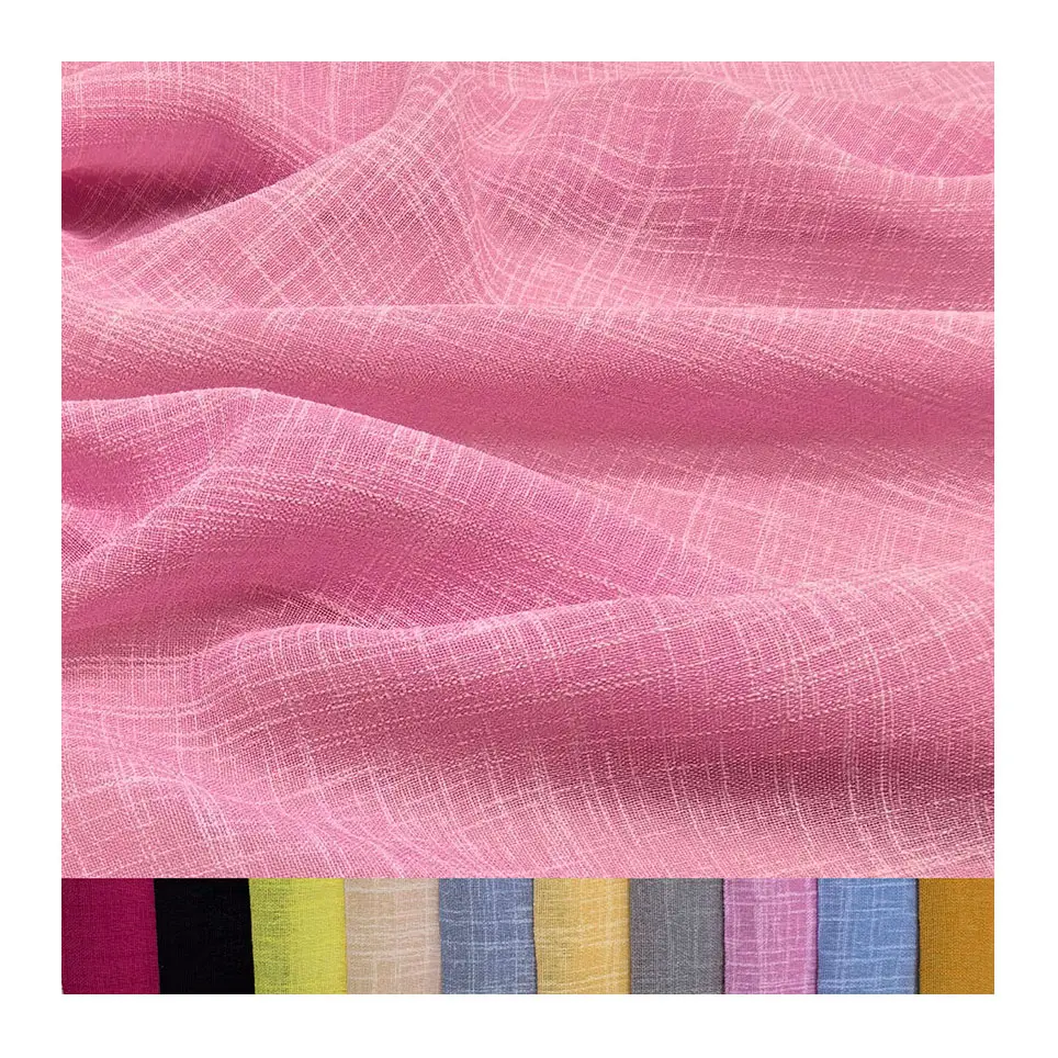 Pakaian wanita kain crepe 100% poliester linen kain slub untuk Blus/gaun/celana panjang