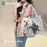 Sac de transport élégant et luxueux pour petit chien, en polyester tweed, souple, portable, avec un joli pendentif