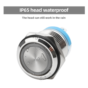 Металлическая кнопка с плоским дизайном, 16 мм, мгновенного действия, 1НО, IP67, водонепроницаемая, для бытовой техники, никелированная латунь, со светодиодом - Product Image 6