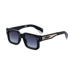 Lunettes de soleil carrées de luxe pour hommes, monture noire, verres PC, protection UV400, lunettes de soleil tendance pour l'extérieur, Zs 98356 - Product Image 3