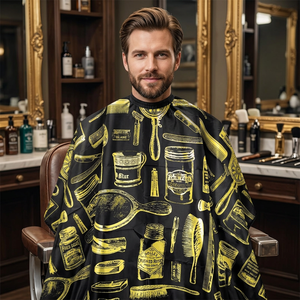 Cape de Coiffure Professionnelle Imperméable en Nylon, Robe de Barbier Ajustable à Boutons Pression, Capes de Coiffure Personnalisées pour Salon - Product Image 3