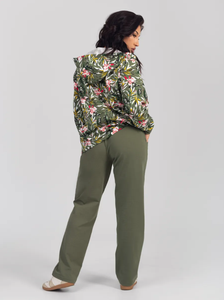 Hot Bán Của Phụ Nữ Nhiệt đới Hoa In Ô Liu Màu Xanh Lá Cây Tracksuit <span class=keywords><strong>Set</strong></span> Trùm Đầu Zip up Áo Khoác & Quần 2 Mảnh Trang Phục Giản Dị - Product Image 3