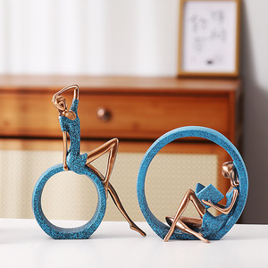 Figurine de danseuse de yoga abstraite en résine circulaire, artisanat artistique, décoration d'intérieur, salon, entrée, hall, présentoir - Product Image 1