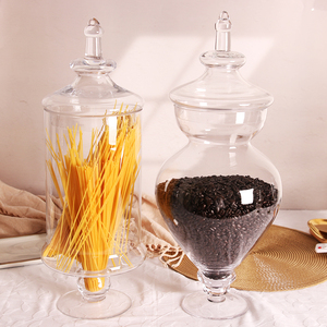 Contenitore trasparente per caramelle <span class=keywords><strong>con</strong></span> <span class=keywords><strong>coperchio</strong></span> <span class=keywords><strong>con</strong></span> <span class=keywords><strong>coperchio</strong></span> contenitore <span class=keywords><strong>in</strong></span> <span class=keywords><strong>vetro</strong></span> ermetico di grandi dimensioni vaso di stoccaggio <span class=keywords><strong>in</strong></span> <span class=keywords><strong>vetro</strong></span> piedistallo rotondo corto - Product Image 3