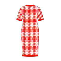 Gaun Rajut Wanita Custom OEM & ODM, Lengan Panjang, Model Bodycon untuk Klub, Desain Terbaru, Gaun Printing Fashion Terbaru
