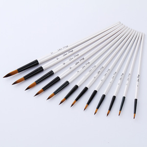 Ensemble de pinceaux pour artistes, 12 pièces, poils en nylon blanc, manche en bois, pointes plates et angulaires pour acrylique, huile, aquarelle, gouache SHENGCHENG - Product Image 6