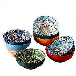 ชามเซรามิกสไตล์โบฮีเมียนย้อนยุค ขนาดใหญ่ สีเคลือบใต้ผิว คุณภาพสูง สำหรับใช้ในครัวเรือน - Product Image 1