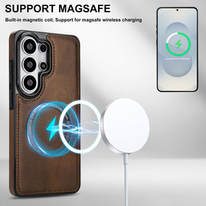 Coque de téléphone <span class=keywords><strong>Samsung</strong></span> S26 Ultra avec chargement magnétique <span class=keywords><strong>sans</strong></span> <span class=keywords><strong>fil</strong></span>, effet givré, simili cuir, compatible S25 Plus S24 S23 S22 A13 A14 A55 A26 A36 A56 - Product Image 2