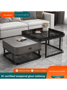 Table basse carrée moderne <span class=keywords><strong>en</strong></span> marbre minimaliste verre créatif pour petits appartements maison salons meuble <span class=keywords><strong>TV</strong></span> - Product Image 3
