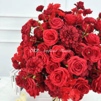 DKB Bestseller Hochzeits- und Halloween-Tischdekoration Seiden-Rote-Rosen Künstliche Blumenkugeln Umweltfreundlich Wasserdicht für Zuhause und Hochzeit