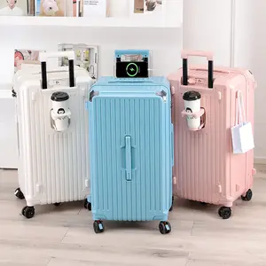 Large Capacity Hard Shell Luggage With Cup Holder USB Charging 32 Inch Five Wheels Suitcase New Fashion Trolley Bag