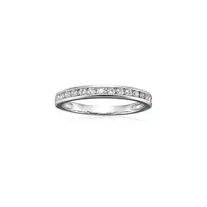 1/4 carat (ctw) Diamond Wedding Anniversary Band for Women, Half Eternity Round Diamond Engagement Ring 10K White Gold Channel S