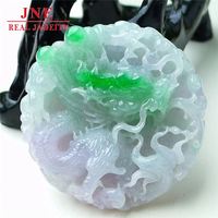 Pendentif en Jade du Zodiaque Chinois Sculpté Dragon de Type A Pendentif en Jade Glace Flottant Vert Zodiaque Dragon Marque Pendentif Émeraude 51.85