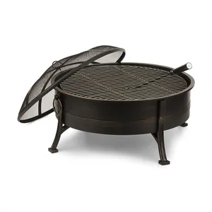 Garden Supplies Wood Burning Fire Bowl Outdoor Furniture Set Fire Pit with BBQ Grill