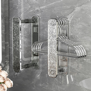 Yimijia Wall Mounted <b>Clothes</b> <b>Rack</b> Transparent Gray Telescopic Space Saving Bathroom Storage Organizer Rectangle Shape - Product Image 3