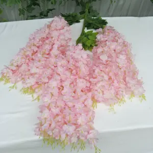 Wisteria ดอกไม้ปลอมสำหรับแขวนตกแต่งงานแต่งงาน,เถาดอกไม้เลื้อยสำหรับตกแต่งบ้านหรือร้านค้าขายส่ง