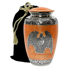 Ángel con ala, urna para adultos de cremación de latón dorado rosa, suministros funerarios grabados, urnas de diseño, Metal de alta calidad hecho a mano en la India - Product Image 1