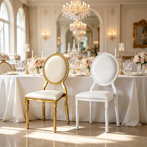 Factory Wholesale Good Selling Popular Chameleon Gold Iron Chiavari Tiffanie Party Reception Wedding <b>Chair</b> With White Cushion - Product Image 1