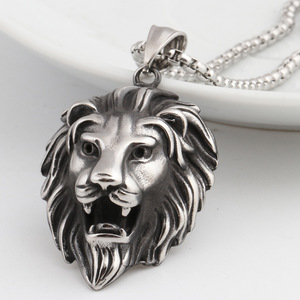 Collar de Moda para Hombre con Colgante de Cabeza de León en Acero Inoxidable, Diseño Animal, para Uso Diario, Regalo, Joyería - Product Image 1