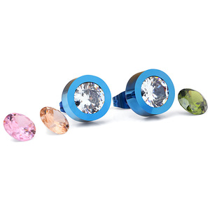 <b>Stud</b> <b>Earrings</b> 11MM Round Zircon Bezel Setting Rose Gold Stainless Steel Everyday Wear - Product Image 2