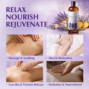 Huile de massage à la lavande, huile corporelle apaisante et relaxante avec huile essentielle pure pour réduire le stress, soulager les tensions musculaires, favoriser le sommeil, spa, en vrac - Product Image 2