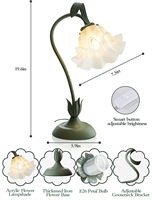 Lampe de table à fleurs rétro moderne LED 3 modes de couleur E26 Kawaii décoration de chevet pour chambre à coucher salon vert maison