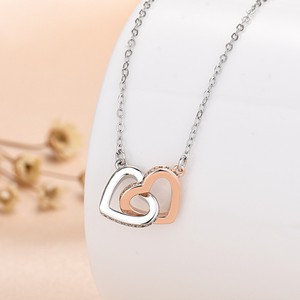 DAIHE mode acier inoxydable Zircon Double coeur <span class=keywords><strong>collier</strong></span> mère <span class=keywords><strong>collier</strong></span> cadeaux <span class=keywords><strong>pour</strong></span> la fête <span class=keywords><strong>des</strong></span> mères - Product Image 3