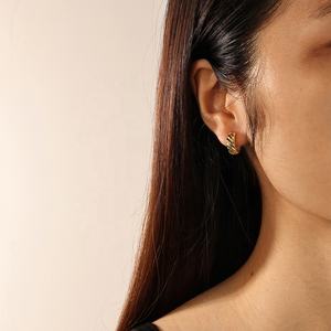 Nagosa เครื่องประดับวินเทจ18K ทอง Vermeil 925เงิน charbold huggie ต่างหูห่วง - Product Image 4