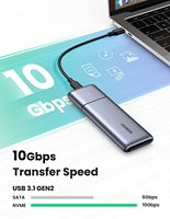 UGREEN M.2 NVME SATA SSD carcasa USB C 3,1 Gen 2 10Gbps M.2 NVME carcasa compatible con teclas M y B & M