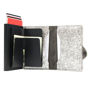 CASEKEY Silver Metallic Pu Leather Smart Popup <b>Wallet</b> Anti Theft <b>RFID</b> <b>Wallet</b> Automatic Coin Purse Zipper <b>Wallet</b> <b>for</b> <b>Men</b> - Product Image 2