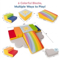 Aire de jeux intérieure, équipement de mobilier souple, ensemble de jeux d'escalade amusant, toboggan arc-en-ciel, blocs d'escalade en cuir PU pour les tout-petits âgés de 1 à 3 ans
