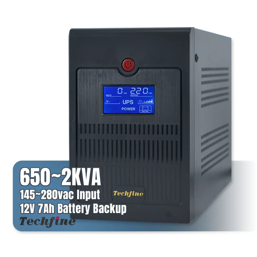 Techfine 500VA 600VA 650VA 800VA Mini onduleur à onde sinusoïdale Pure UPS650VA pour ordinateur portable ou ordinateur