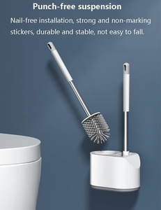 Toilet <b>Brush</b> <b>Long</b> <b>Handle</b> PP Silicone Household No Dead-end Wash Cleaning Base Set - Product Image 4