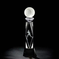 Trophée sportif personnalisé en cristal, série multisports, billard, golf, tennis, volley-ball, baseball, coupe de récompense avec base noire
