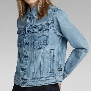 Crop Top New Design Casual Single Button Turn Down Fashion Collar Denim Jacket For Women
